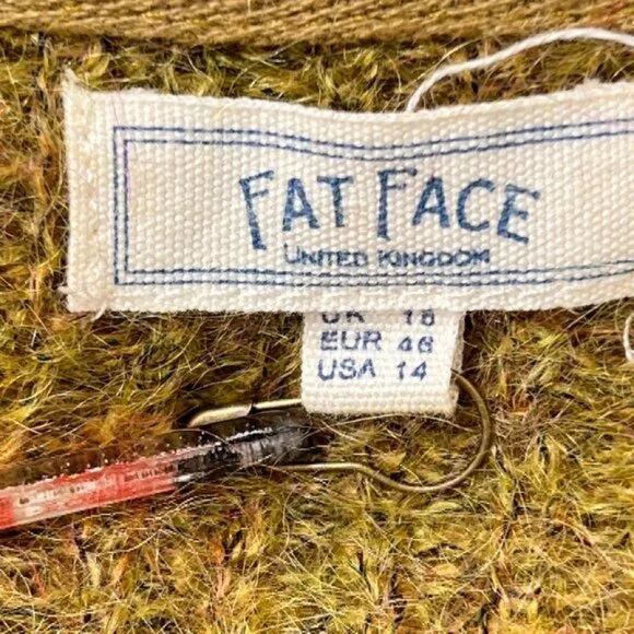 Fat Face Mohair Blend United Kingdom Golden Haze Yellow V Neck Sweater 14 EUC - Picture 6 of 8
